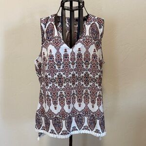 Banana Republic boho Sleeveless Patterned Top - White and Red